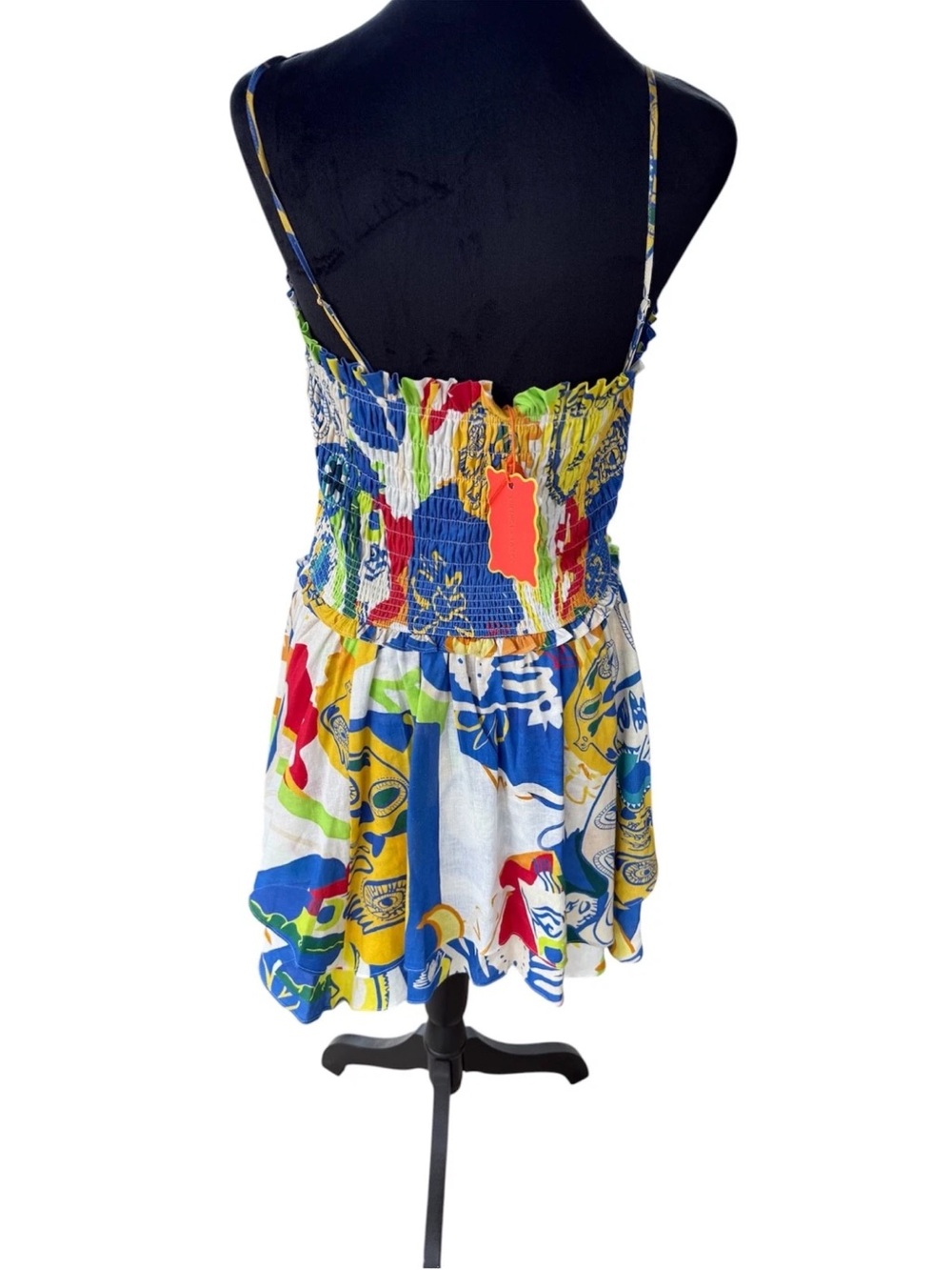 Chelsea & Violet "Yvette" Smocked Dress Linen Blend Discover the Tropics - Picture 4 of 6